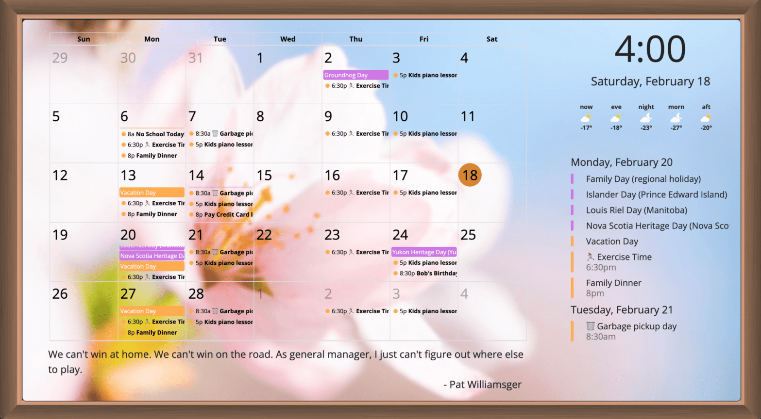 Affichage numérique du calendrier - Mango Display